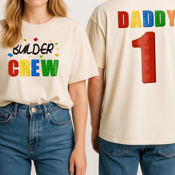 Family Matching Building Block Birthday Shirts, Custom Name Age, Brick Party Tee