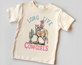 Retro Long Live the Cowgirls Graphic Tee for Girls, Funny Horse Ranch T-Shirt, Cowgirls Retro Shirt, Cowgirls Tee, Kids Cowgirls Farm Shirt.