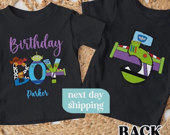 Buzz Lightyear Birthday Boy Shirt, Personalized Name Age, Outer Space Party Tee