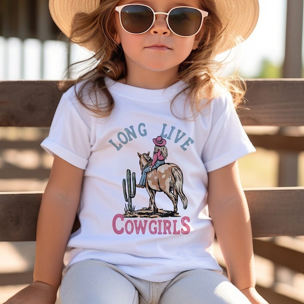 Retro Long Live the Cowgirls Graphic Tee for Girls, Funny Horse Ranch T-Shirt, Cowgirls Retro Shirt, Cowgirls Tee, Kids Cowgirls Farm Shirt.