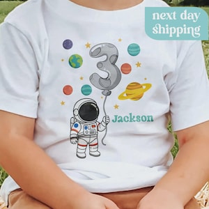 Personalized 3rd Birthday Astronaut Shirt: Planets & Stars Toddler Tee