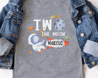Two the Moon Birthday Shirt: Custom Outer Space Party