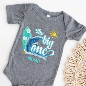 The Big One Birthday Shirt, Surf Theme 1st Birthday Tee, Custom Name Toddler Shirt, Beach First Birthday Outfit, Wave Party Shirt