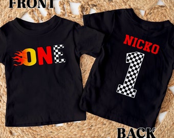 Fast One Race Car 1st Birthday Shirt, Custom Name Age, Racing Party Tee