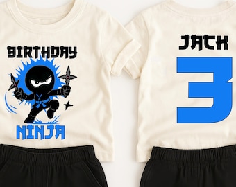 Camiseta de cumpleaños ninja para niños: camiseta personalizada con nombre y edad