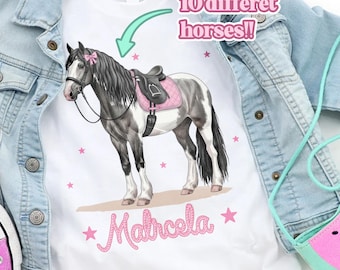 Personalized Girls Horse Shirt: Custom Name Pony Birthday Tee