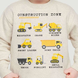 Toddler Construction Zone Sweatshirt: Trucks, Excavator Crewneck