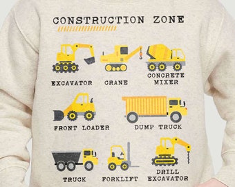 Toddler Construction Zone Sweatshirt: Trucks, Excavator Crewneck