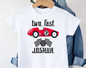 Two Fast Birthday Shirt: Race Car 2nd Birthday Outfit