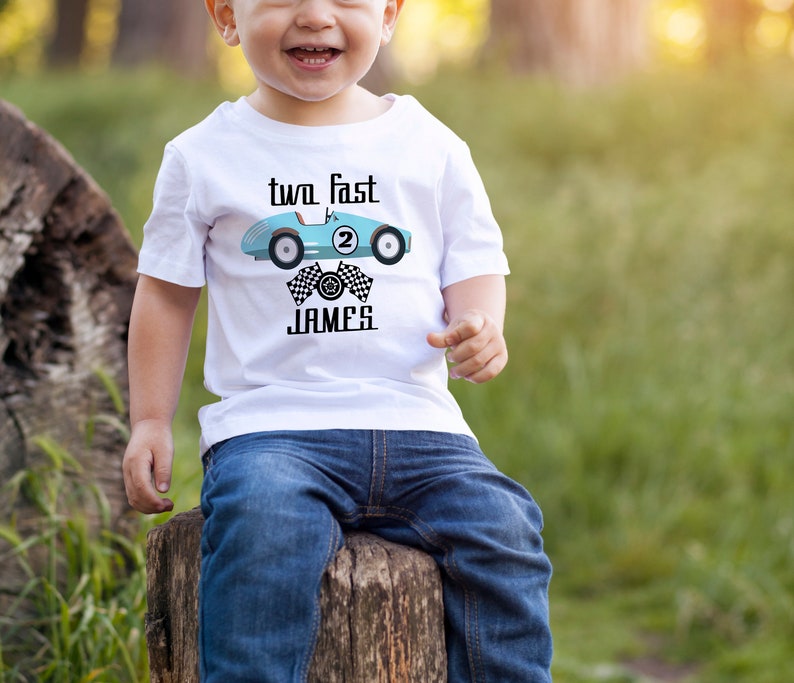 Two Fast Birthday Shirt: Race Car 2nd Birthday Outfit image 4