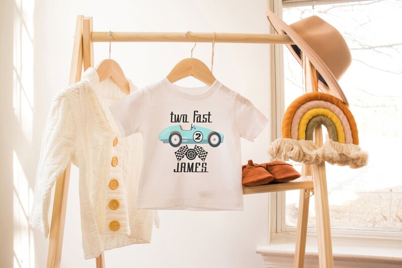 Two Fast Birthday Shirt: Race Car 2nd Birthday Outfit image 1
