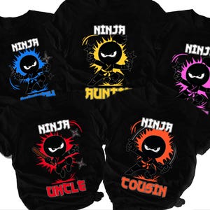 Matching Ninja Birthday Shirts for Family – Custom Name & Age – Mom, Dad, Siblings – Double-Sided Martial Arts Tees