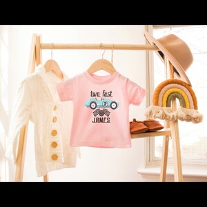 Two Fast Birthday Shirt: Race Car 2nd Birthday Outfit image 2