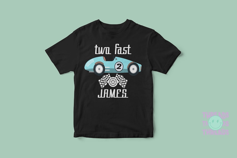 Two Fast Birthday Shirt: Race Car 2nd Birthday Outfit image 3