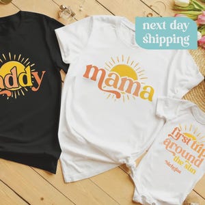 Custom First Trip Around The Sun Birthday Shirt, Sun Birthday, Boho Matching Family Shirts, Mommy and Me Shirts, 1st Birthday Outfit Sun tee