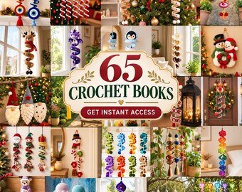 65 weihnachtliche Häkelmuster im Paket, PDF-Anleitungen für Weihnachtsschmuck, Christbaumschmuck, Spiralornamente, DIY-Häkelbuch