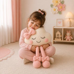 Haakpatroon voor een wolkkussen (PDF), schattig wolkkussen, haakpatroon voor een babykamerkussen, amigurumi wolkdecoratie, kussen voor de kinderkamer