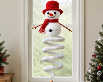 Häkelanleitung für einen Schneemann als Christbaumschmuck, Schneemann-Spirale, Häkel-Weihnachtsdeko, Schneemann-PDF-Anleitung, DIY-Geschenk