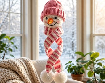 Virkad snögubbevindspinnermönster, julsnögubbehängande PDF, virkad vinterdekoration, snögubbeprydnad, gör-det-själv-högtidsdekor