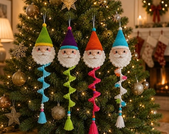 Häkelanleitung für einen Weihnachtswichtel-Windspinner (PDF) | Häkelanleitung für einen Weihnachtswichtel-Anhänger | Weihnachtsbaumschmuck | Festtagsdekoration