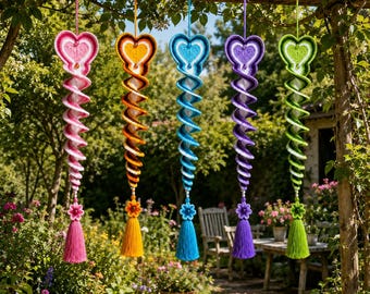 Haakpatroon voor een spiraalvormig hart als hangdecoratie, hartvormige wanddecoratie (PDF), boho woondecoratie, gehaakt spiraalvormig ornament, handgemaakt cadeau, doe-het-zelf decoratie