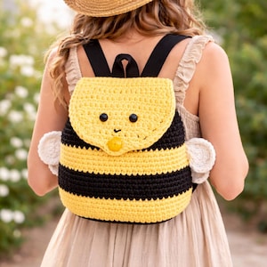 Bumble Bee Crochet Backpack Pattern | Cute Kids Bee Bag PDF | Amigurumi Backpack Pattern | Beginner Friendly Gift Idea
