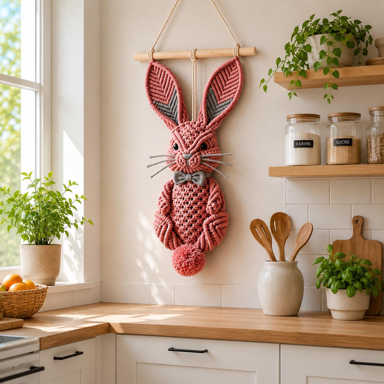 Macrame Rabbit Pattern Cute Bunny Macrame Pattern PDF, Boho Rabbit Wall Hanging Tutorial, DIY ...