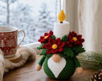Häkelanleitung für einen Weihnachtswichtel (PDF), Häkelanleitung für einen Kerzenwichtel, Weihnachtswichtel-Amigurumi, Weihnachtsdeko, Winterhäkelanleitung