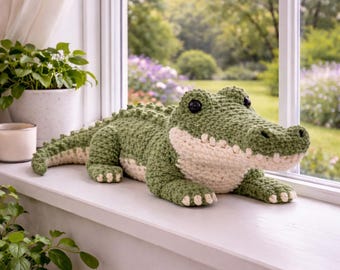 Wzór na szydełkowego krokodyla amigurumi w formacie PDF | Realistyczna zabawka aligator | Wzór na szydełkowego gada | Zaawansowany wzór zwierzęcy | Pobierz cyfrowo