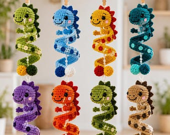 Häkelanleitung für einen Drachen-Windspinner, Drachenspirale (PDF), niedliche Drachen-Hängedekoration, fantasievolle Häkelanleitung, DIY-Kinderzimmerdeko