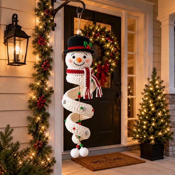 Crochet Spinning Snowman Pattern PDF, Christmas Amigurumi Ornament, Twister Snowman Crochet Tutorial, Hanging Holiday Decor
