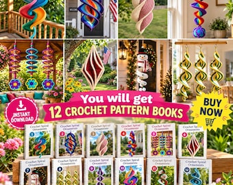12 Häkelmuster-Sets, Spiral-Hängeornament (PDF), Tier-Häkelmuster, Weihnachtsdeko, Kissen, Organizer, Häkelanleitung für Anfänger