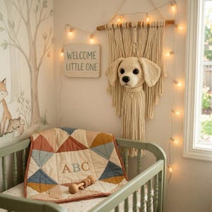 Dog Macrame Wall Hanging Pattern PDF, Macrame Puppy Wall Decor, Boho Nursery Decor, DIY Dog Fiber Art, Macrame Wall Hanging Tutorial