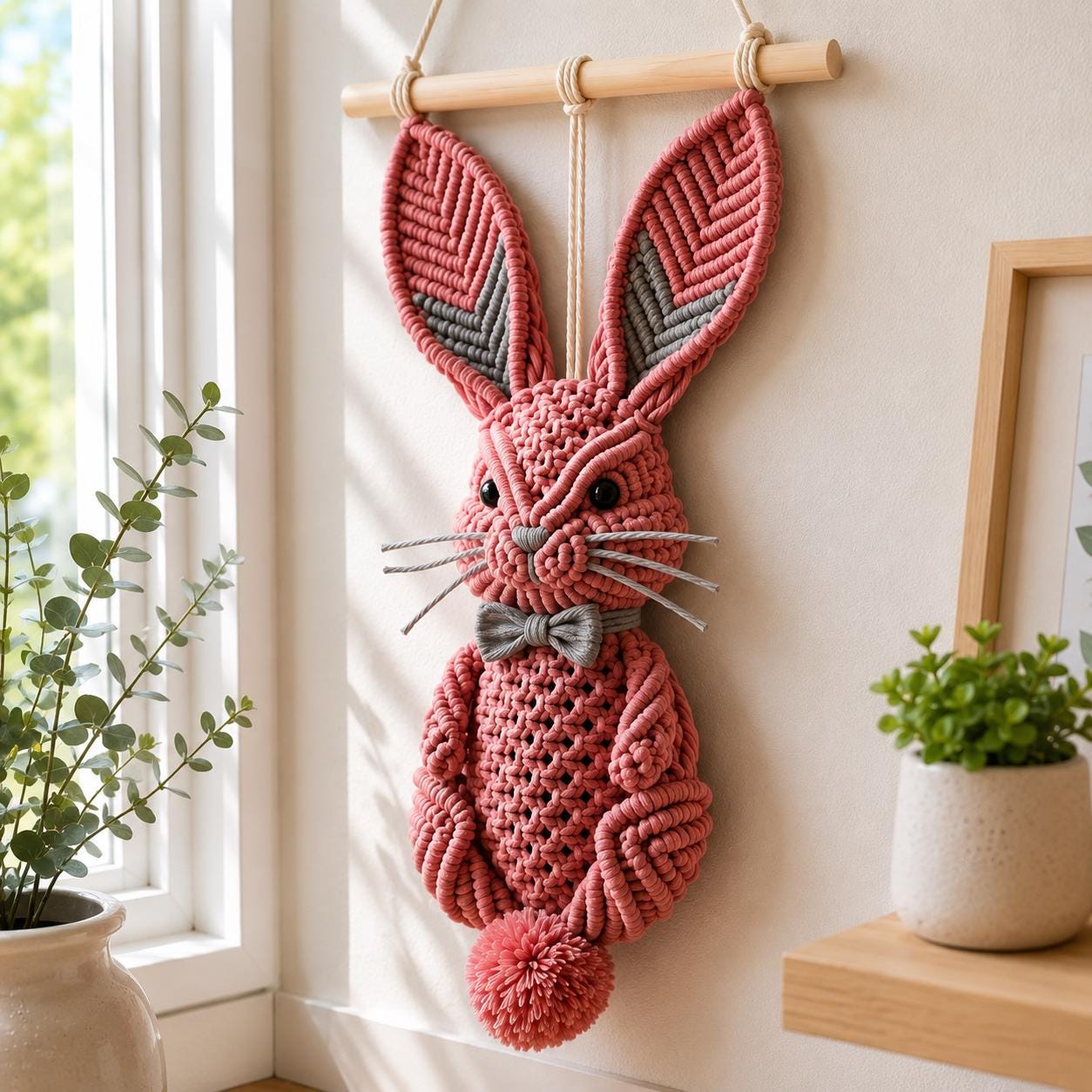 Macrame Rabbit Pattern Cute Bunny Macrame Pattern PDF, Boho Rabbit Wall Hanging Tutorial, DIY ...