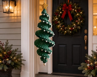 Crochet Christmas Tree Wind Spinner Pattern PDF, Spiral Hanging Ornament, Festive Holiday Crochet Decor Tutorial
