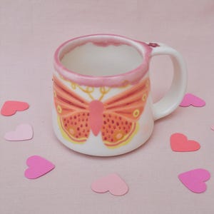 Orange Butterfly Mug / Ceramic mug / Ceramic cup / Handmade mug / Butterfly art / Butterfly mug / Ceramic Dinnerware / Ceramics / Mug
