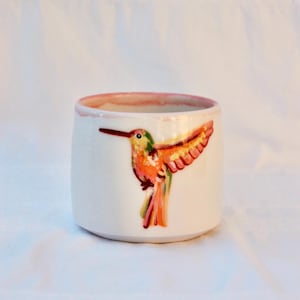 Orange Hummingbird Cup / Ceramic mug / Ceramic cup / Handmade mug / Bird art / Bird mug / Ceramic Dinnerware / Ceramics / Porcelain / Mug