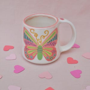 Light Pink Butterfly Mug / Ceramic mug / Ceramic cup / Handmade mug / Butterfly art / Butterfly mug / Ceramic Dinnerware / Ceramics / Mug