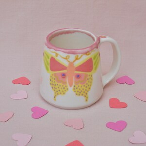 Neon Yellow Butterfly Mug / Ceramic mug / Ceramic cup / Handmade mug / Butterfly art / Butterfly mug / Ceramic Dinnerware / Ceramics / Mug