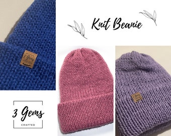 Knitted Double Layer Beanie, Sentro Knitting Machine Beanie, Brimmed Knit Beanie, Winter Hat, Warm Hat for Winter