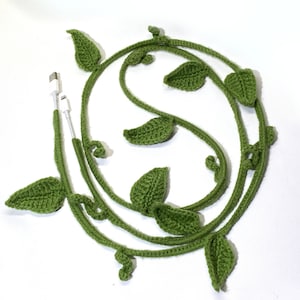 Crochet Phone Charger, Crochet Leaf Vine Phone Cable, Cottagecore Aesthetic, Plant Vine Tech Accessory, Knit Electronic Device Cord