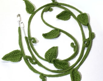 Crochet Phone Charger, Crochet Leaf Vine Phone Charger, Cottagecore Aesthetic, Plant Vine Tech Accessory