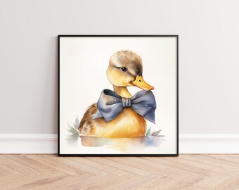 Watercolor Duck, Nursery Animal, Nursery Wall Art, Farm Animal Art