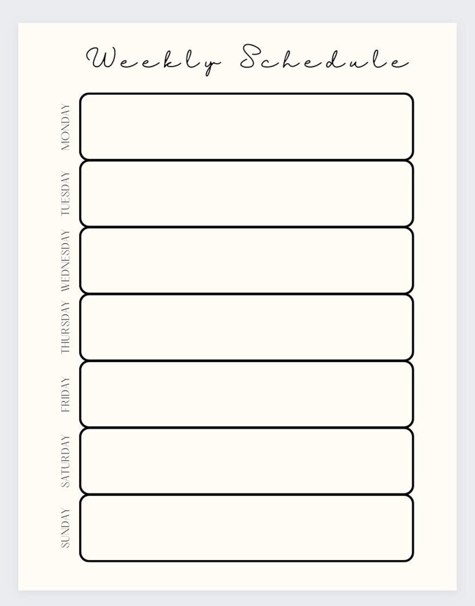 Weekly Schedule Digital Printable - Etsy