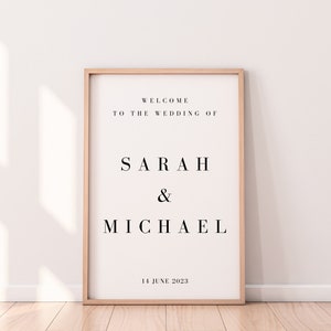 Wedding Ceremony Welcome Sign | Minimal Elegant Modern | Simple Event Party Signage | Clean Formal Timeless | Black & White | Editable Canva