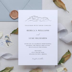 Arizona Wedding Invitation | Superstition Mountains | Elegant Modern Formal | Editable Event Invite | Southwest | Save the Date | Desert