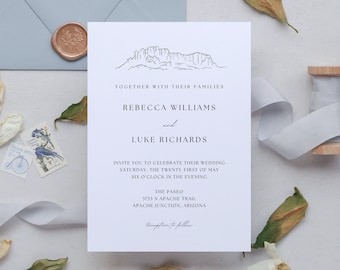 Arizona Wedding Invitation | Superstition Mountains | Elegant Modern Formal | Editable Event Invite | Southwest | Save the Date | Desert