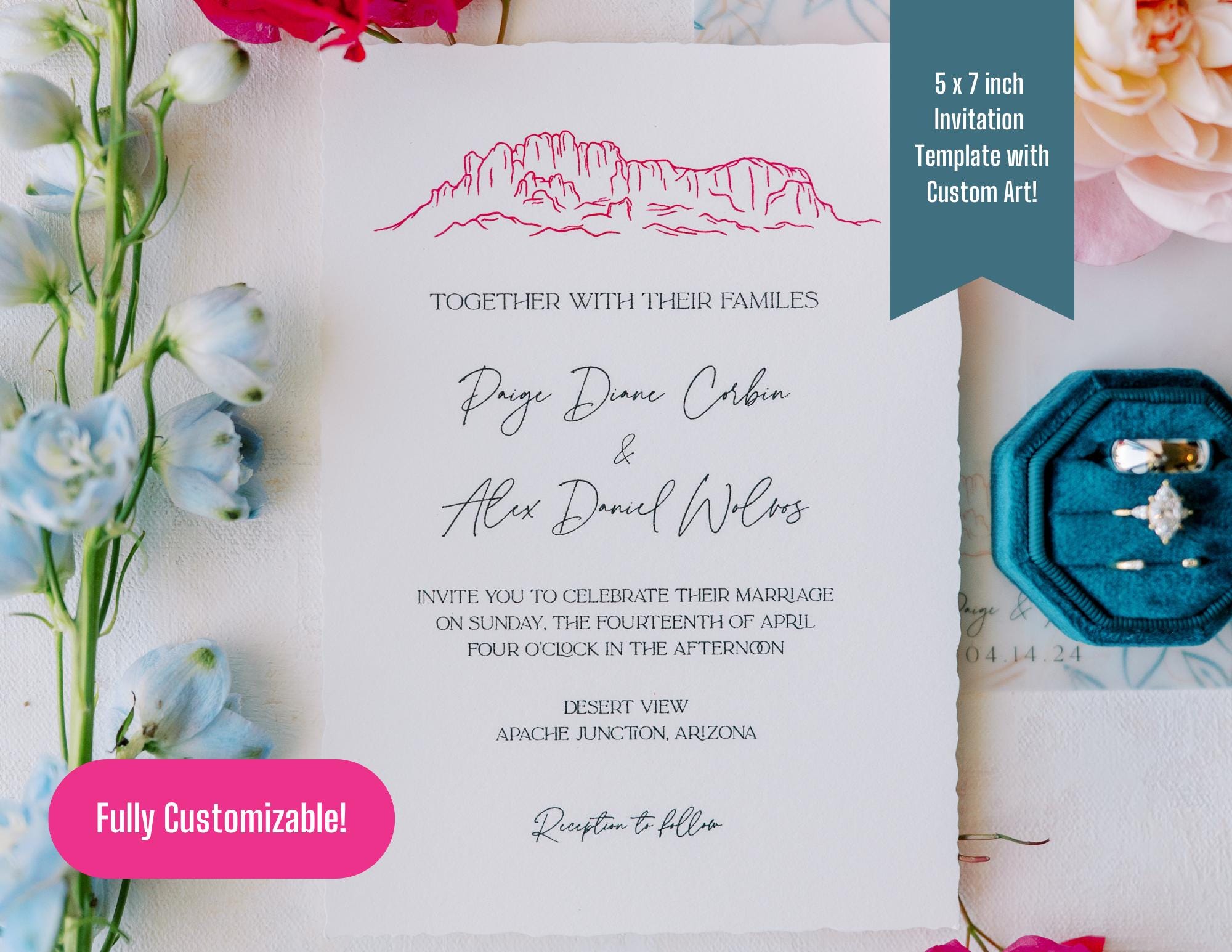 Fancy Invitation Landscape Example Superstition Wedding Invitation Suite | Arizona Mountains | Elegant ...