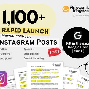 1100+ Rapid Launch Instagram Post Templates | Get Instagram Followers | Grow Presence | High Converting Posts | Fill Text, Schedule & Forget