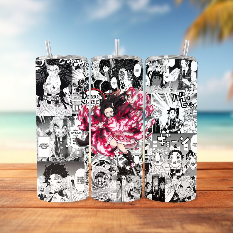 Sublimation Design Straight 20oz Skinny Tumbler Anime Manga Panel